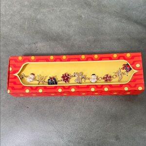 Festive Christmas Charm Bracelet with Silver and Red Accents